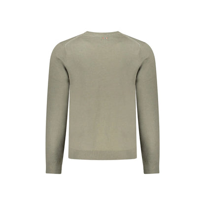 Napapijri Maglione Uomo Verde Girocollo con Ricamo Logo Maglie - vista 2