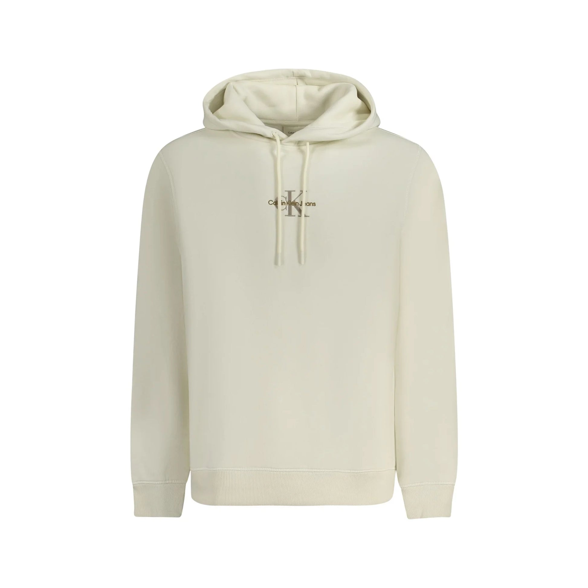 Calvin Klein Felpa Uomo Bianca Cappuccio Felpata Ricamo Logo Felpe Bianco - foto prodotto