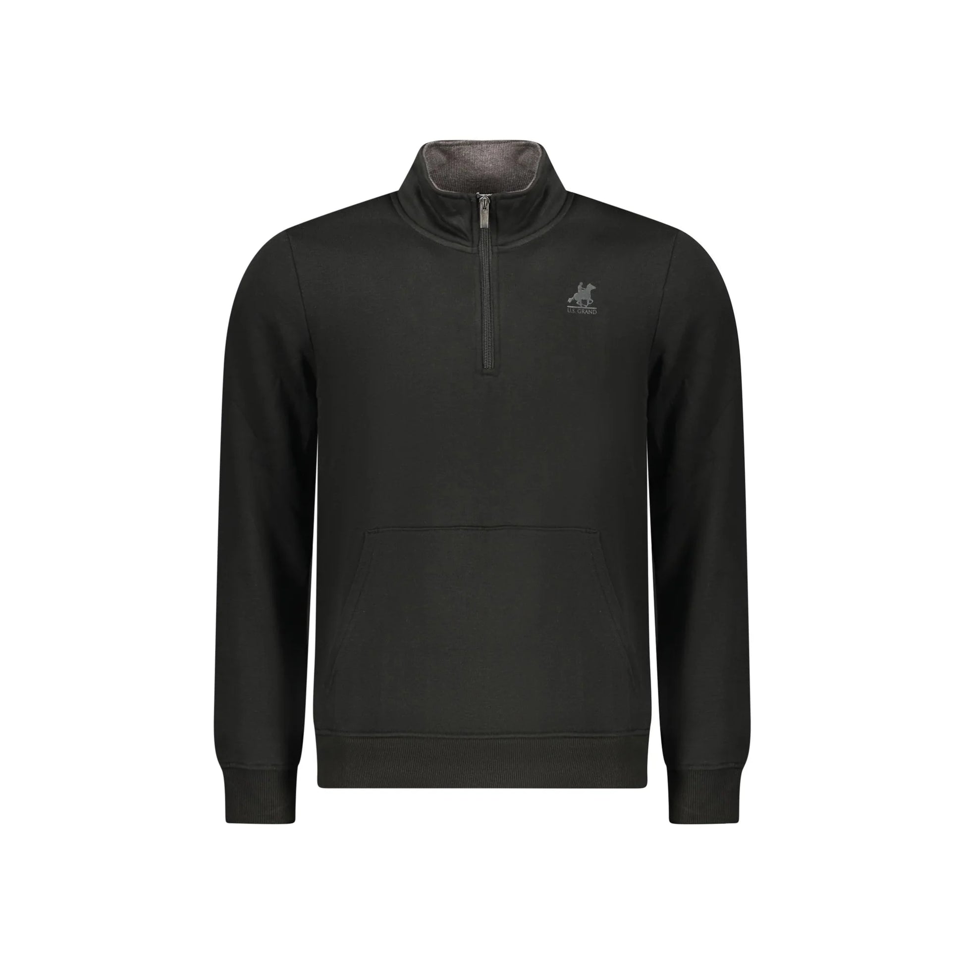 U.S. Grand Felpa Uomo Nera Mezza Zip Felpata Logo Felpe Nero - foto prodotto