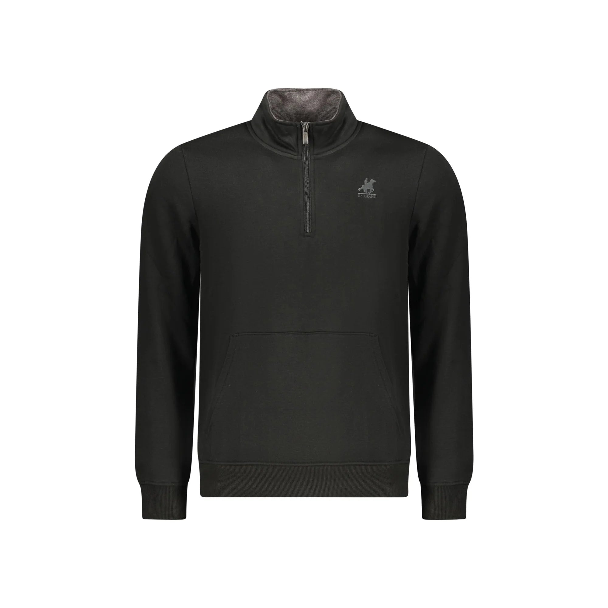 U.S. Grand Felpa Uomo Nera Mezza Zip Felpata Logo Felpe Nero - foto prodotto