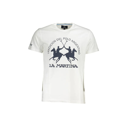 La Martina T-Shirt Maniche Corte Uomo Bianca Stampa Logo Bianco - foto prodotto