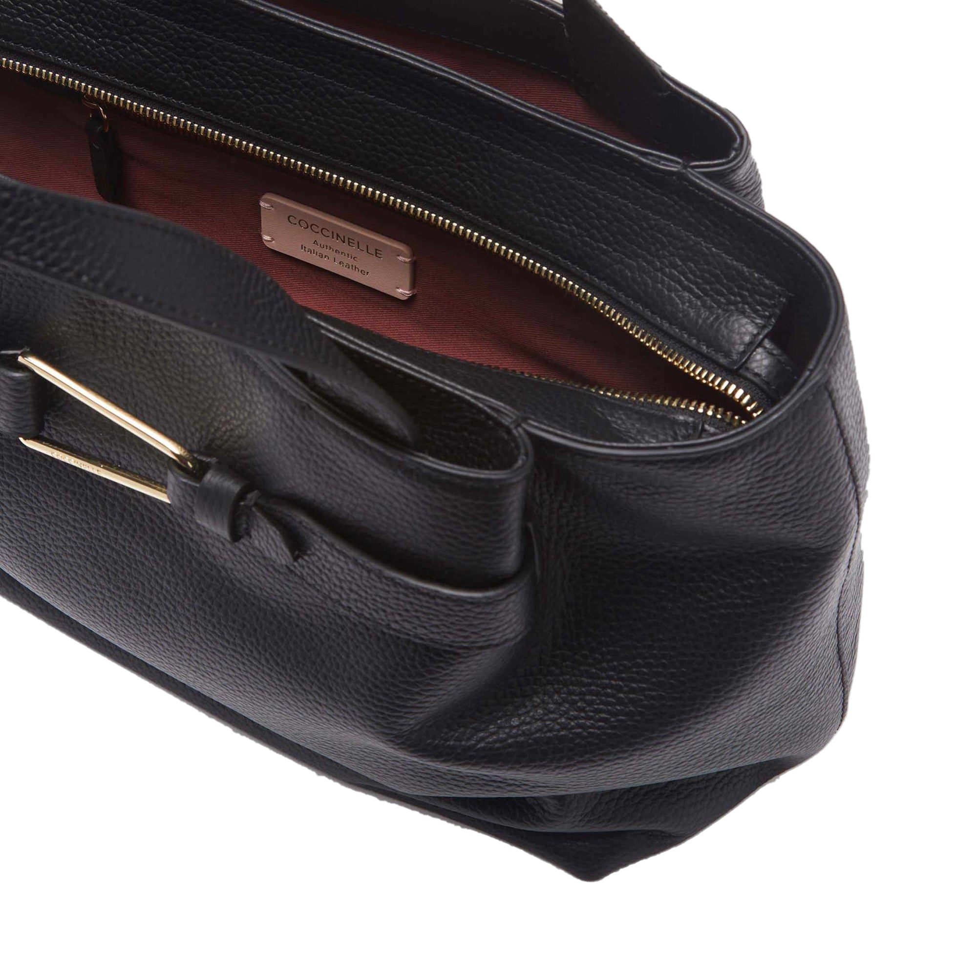 COCCINELLE Borsa Donna a Mano con Tracolla Nera, In Vera Pelle, Malory Medium