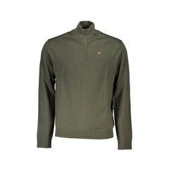 Napapijri Pull Homme Vert Fermeture Éclair Manches Longues
