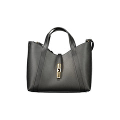 Furla Mala tiracolo mulher preta em pele com logótipo