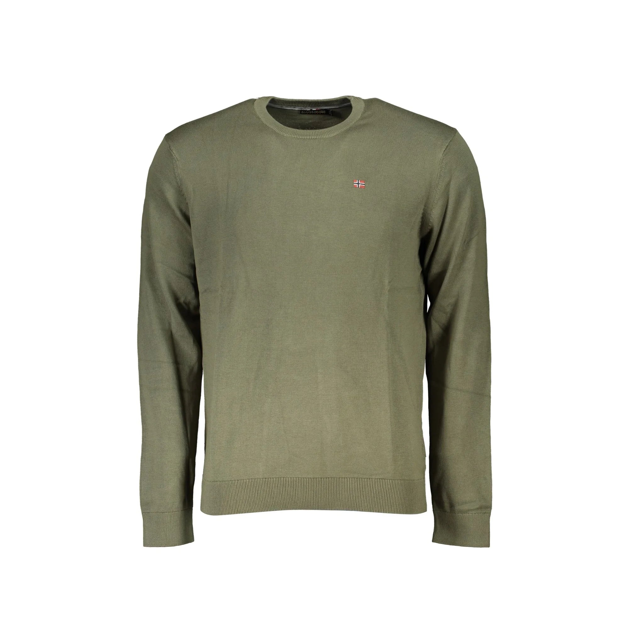 Napapijri Maglia Uomo Verde Girocollo Regular Fit con Ricamo e Logo Maglie - foto prodotto