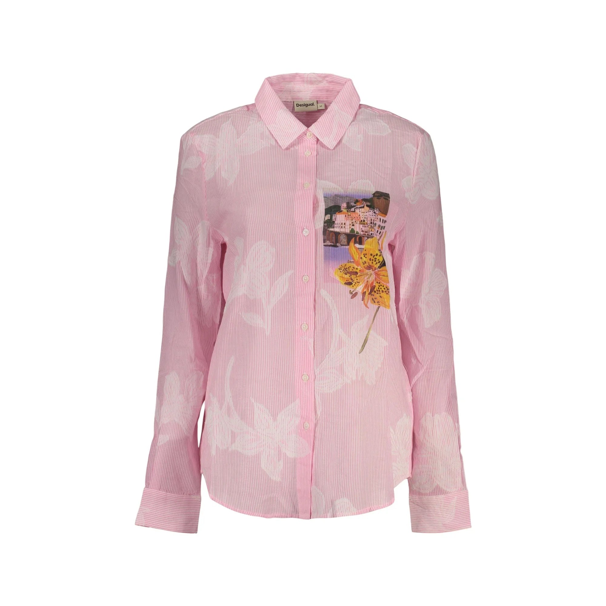 DESIGUAL CAMICIA MANICHE LUNGHE DONNA ROSA