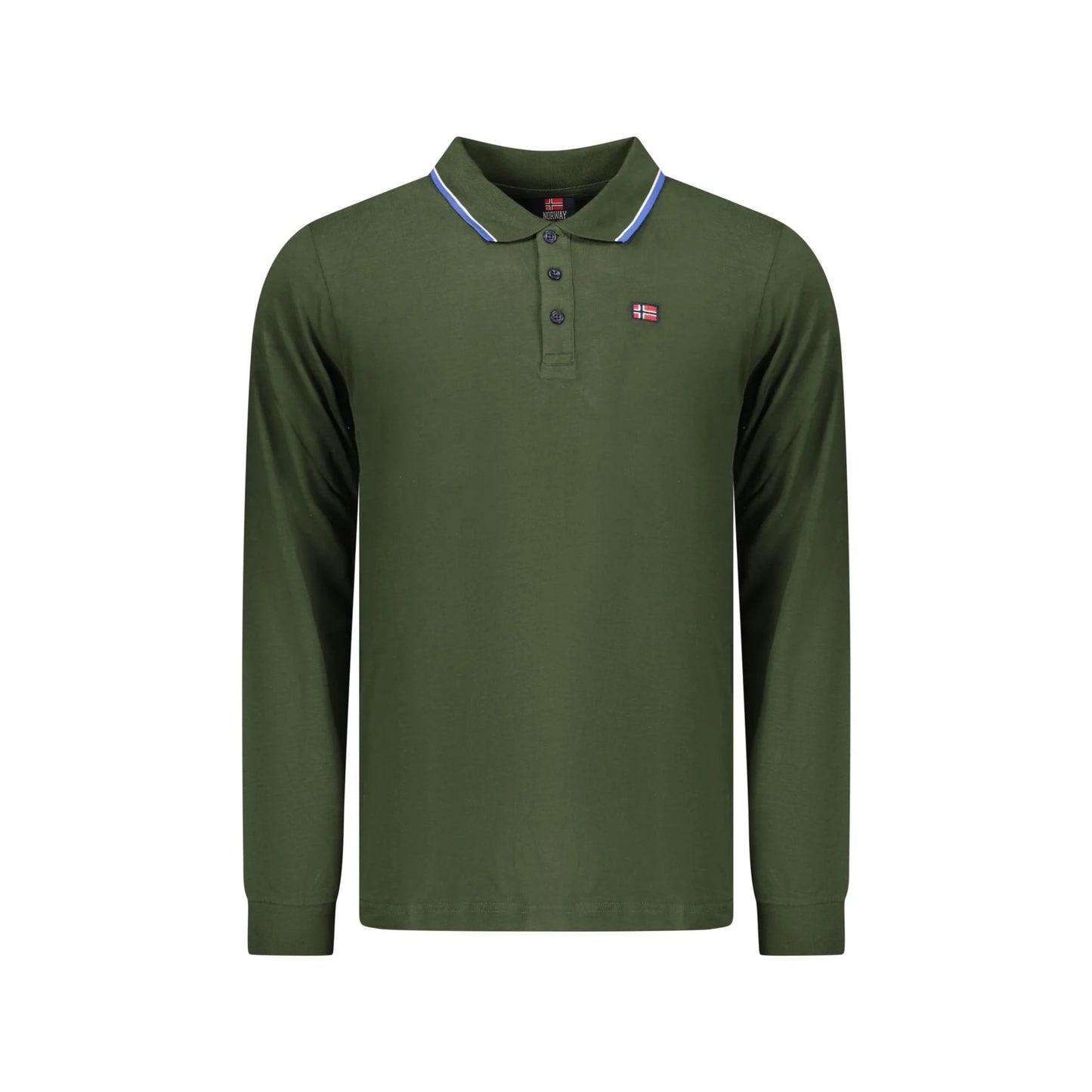 Norway 1963 Polo Uomo Verde Maniche Lunghe Cotone Ricamo Logo - foto prodotto