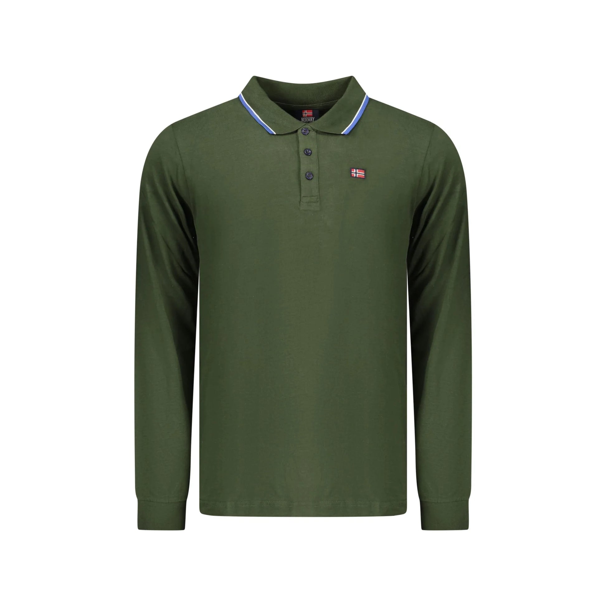 Norway 1963 Polo Uomo Verde Maniche Lunghe Cotone Ricamo Logo - foto prodotto
