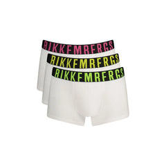 Bikkembergs Boxer Uomo Bianco Tri-Pack Fluo Elastico Stampa Logo