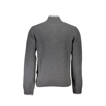 Napapijri Maglione Uomo Grigio Mezza Zip Ricamo Maglie - vista 2