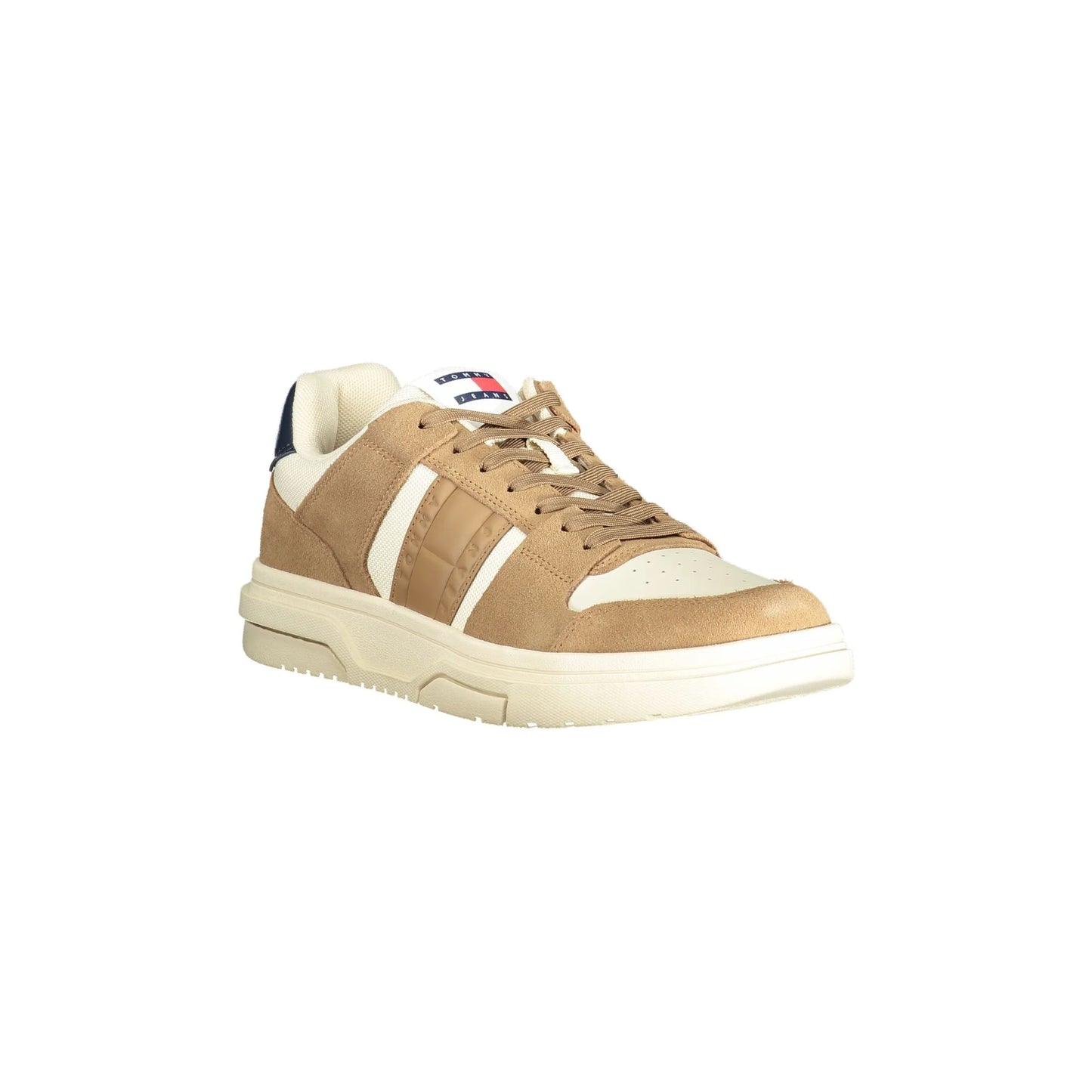 TOMMY HILFIGER Scarpe Sneakers Uomo Beige con Dettagli Marroni e Blu - vista 2