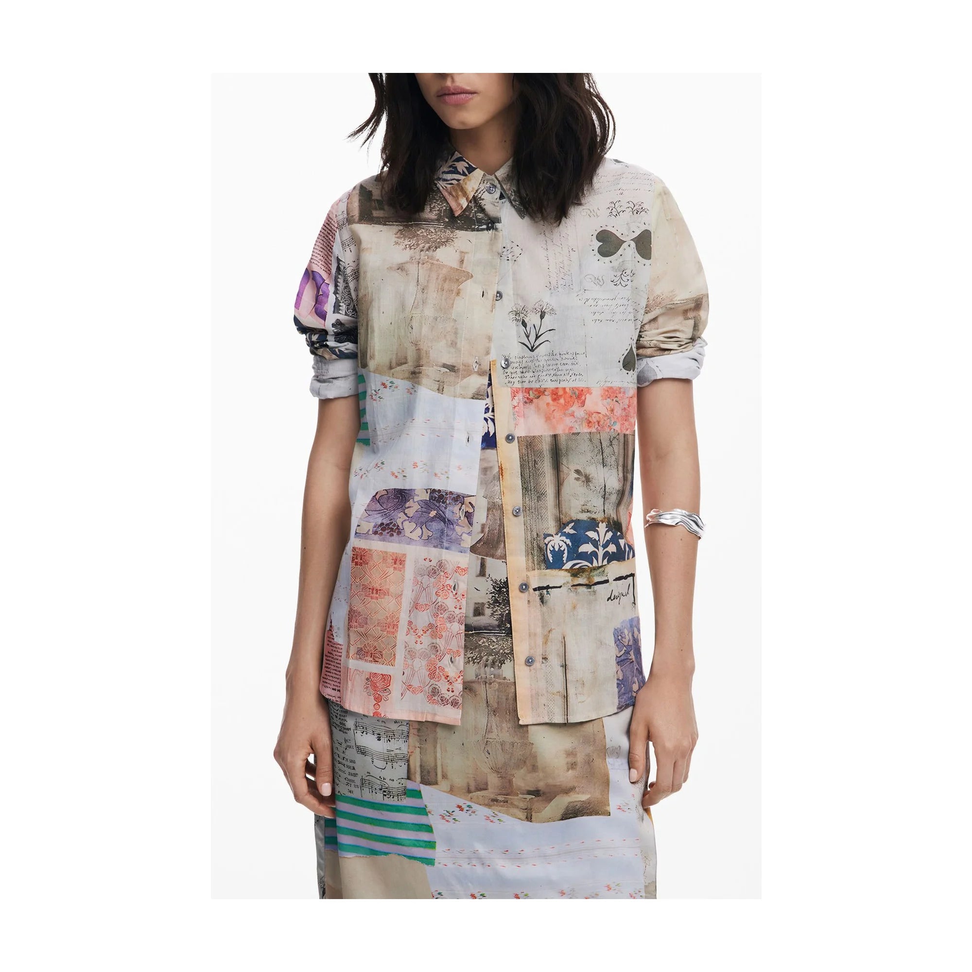 DESIGUAL CAMICIA MANICHE LUNGHE DONNA BEIGE