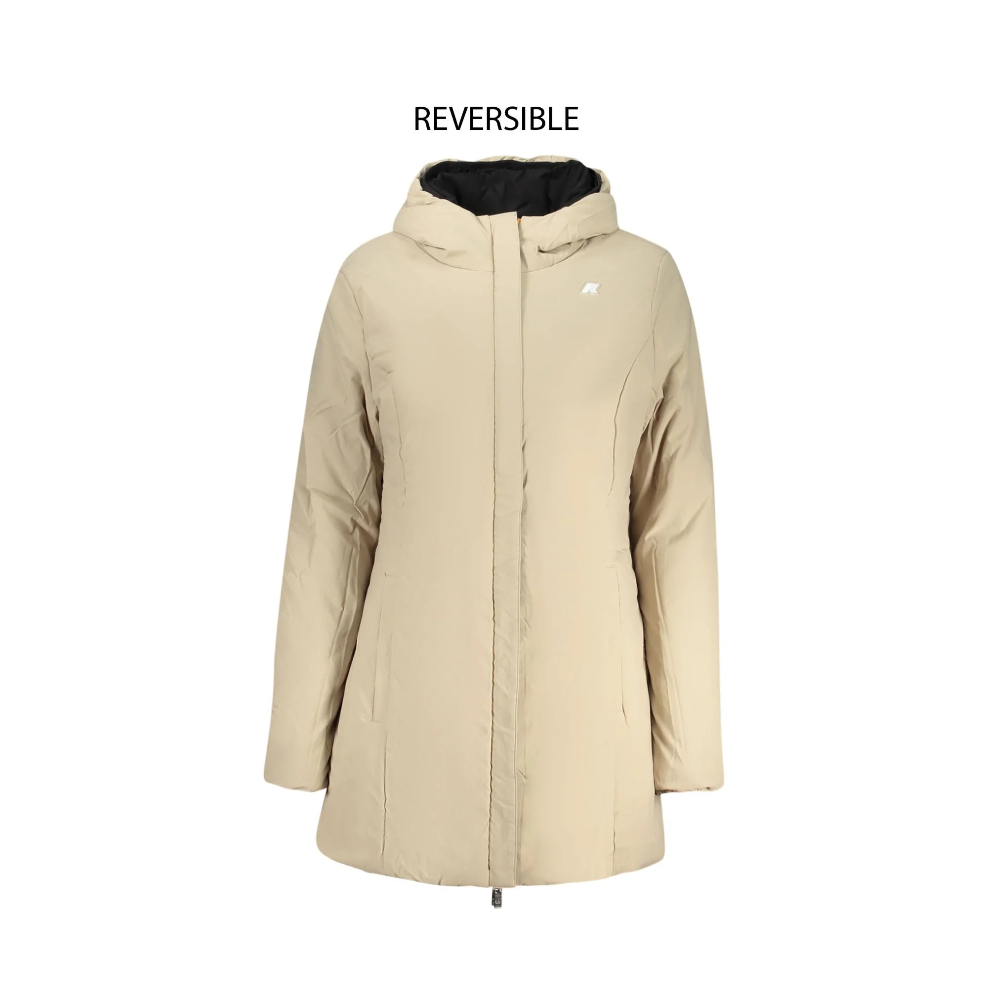 K-Way Giubbotto Donna Nero Lungo Reversibile Beige/Nero Giubbotti e Giacche - vista 3