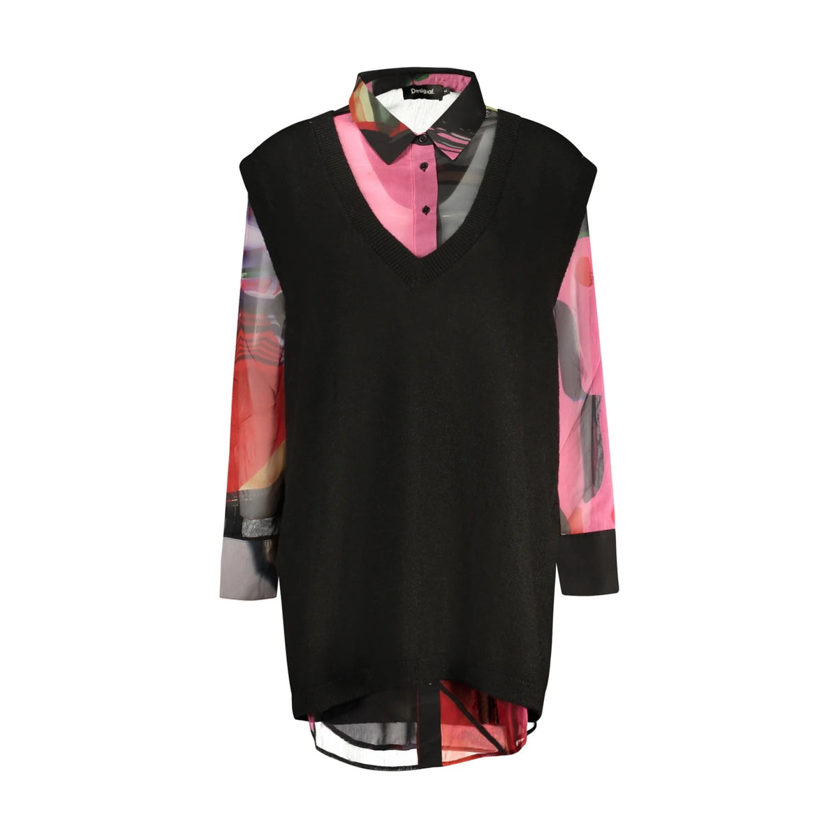 DESIGUAL CAMICIA MANICHE LUNGHE DONNA NERO