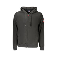 Norway 1963 Felpa Uomo Nera con Zip Pile Cappuccio Ricamo Logo