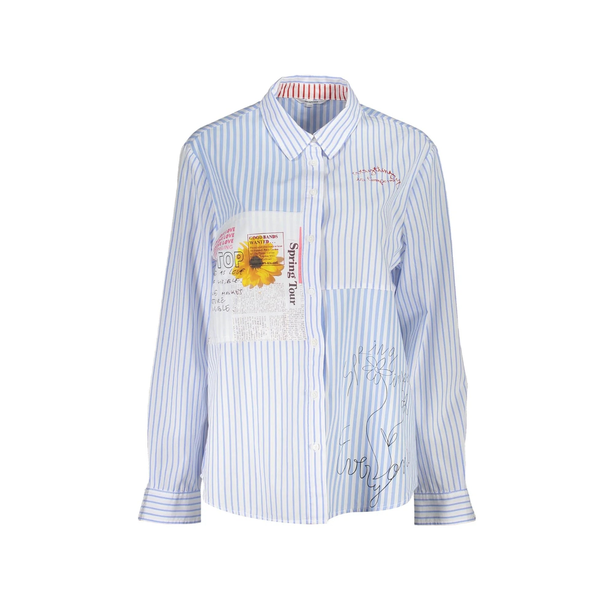DESIGUAL CAMICIA MANICHE LUNGHE DONNA AZZURRO
