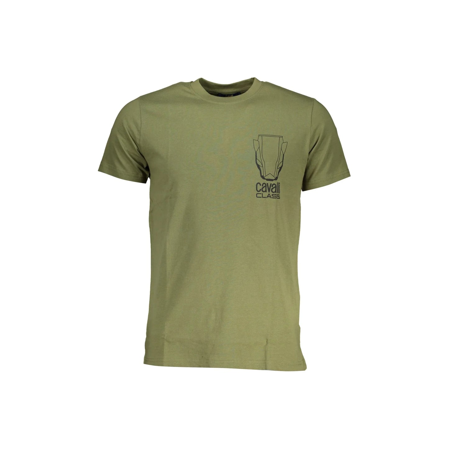Cavalli Class T-Shirt Maniche Corte Uomo Verde Stampa Logo - foto prodotto