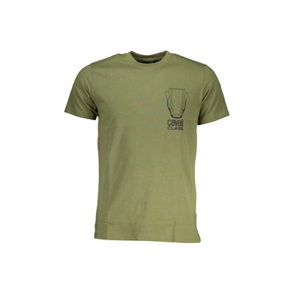 Cavalli Class T-Shirt Maniche Corte Uomo Verde Stampa Logo - foto prodotto