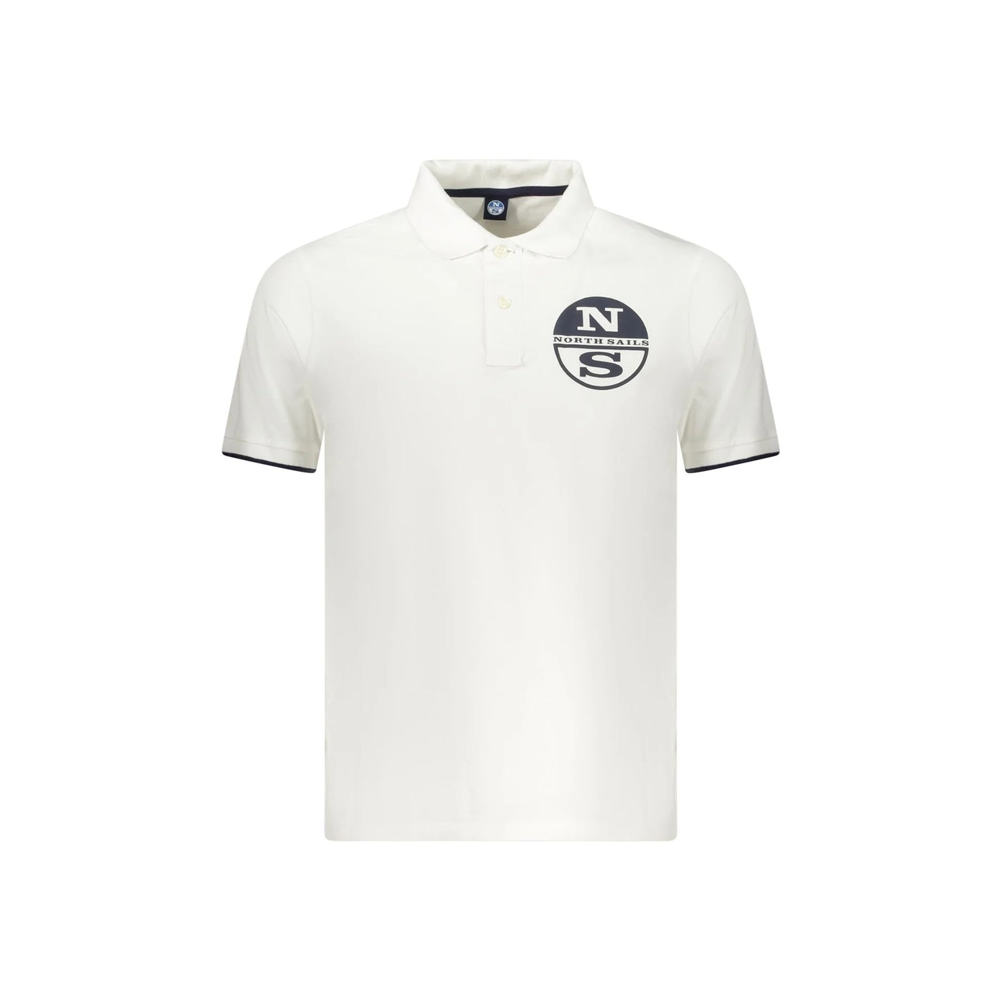 North Sails Polo Uomo Bianca Maniche Corte Contrasto Stampa Logo Bianco - foto prodotto