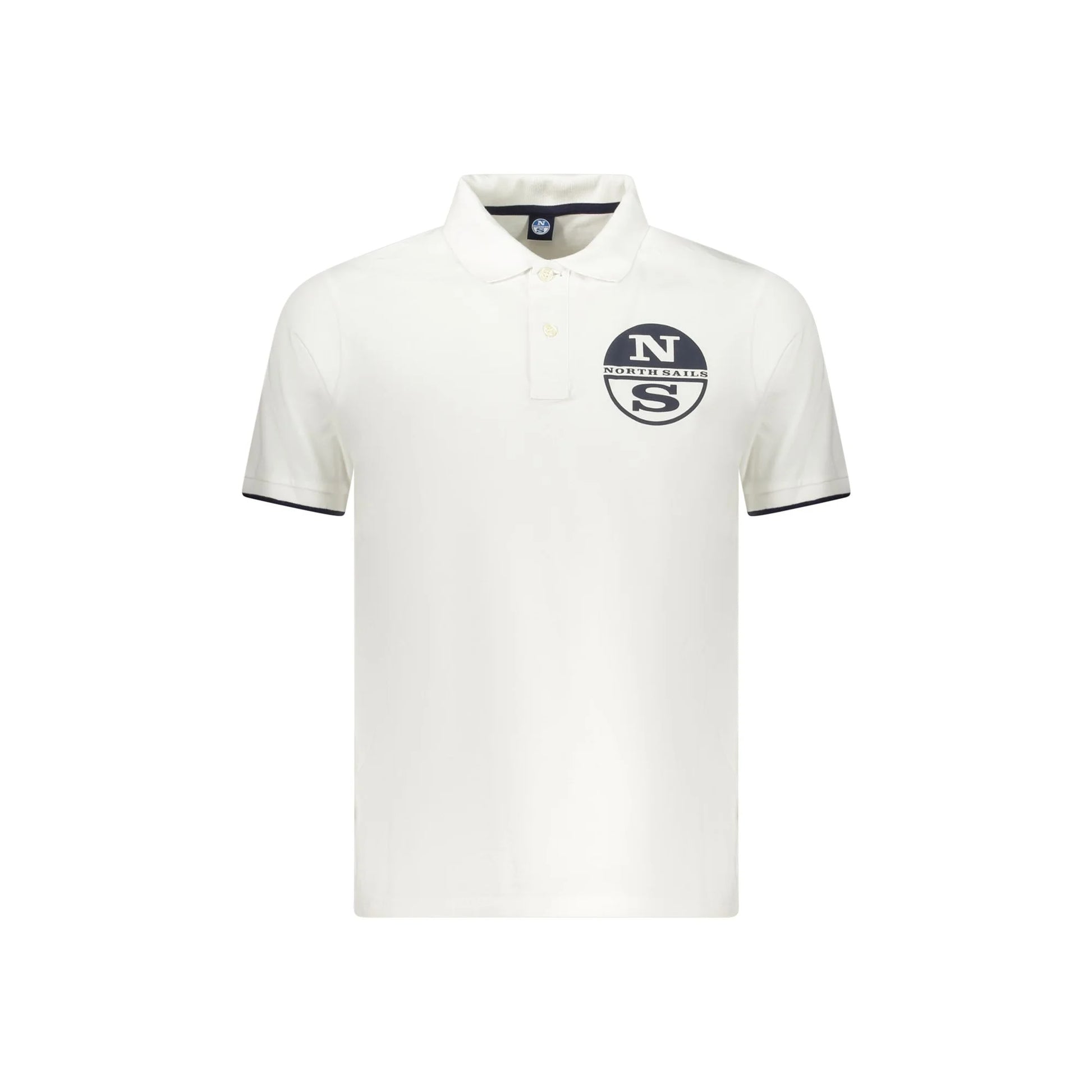 North Sails Polo Uomo Bianca Maniche Corte Contrasto Stampa Logo Bianco - foto prodotto