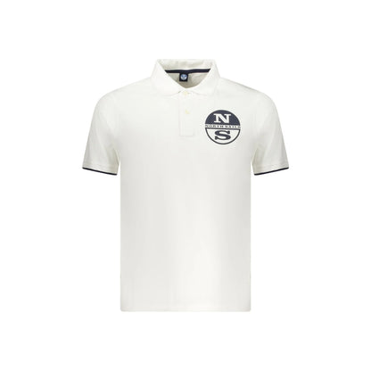 North Sails Polo Uomo Bianca Maniche Corte Contrasto Stampa Logo Bianco - foto prodotto