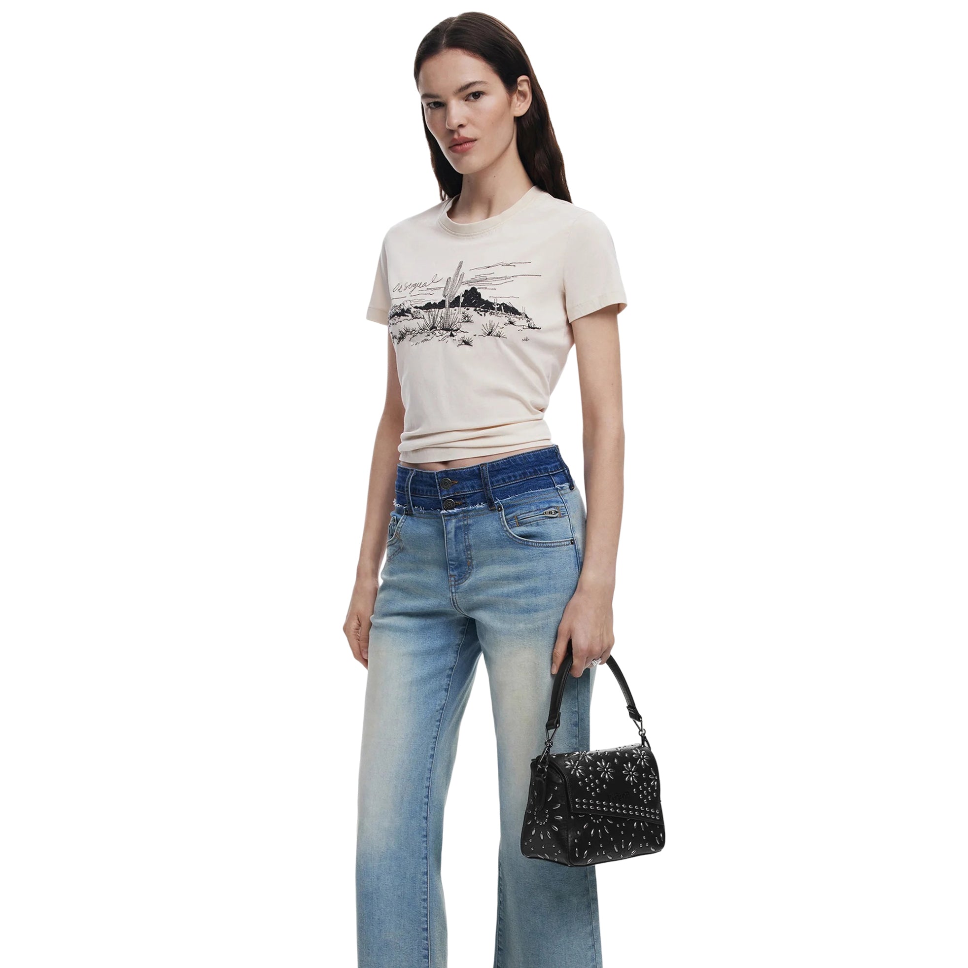 Borsa Donna Desigual Dandelion Piccola a Mano e Tracolla Nera