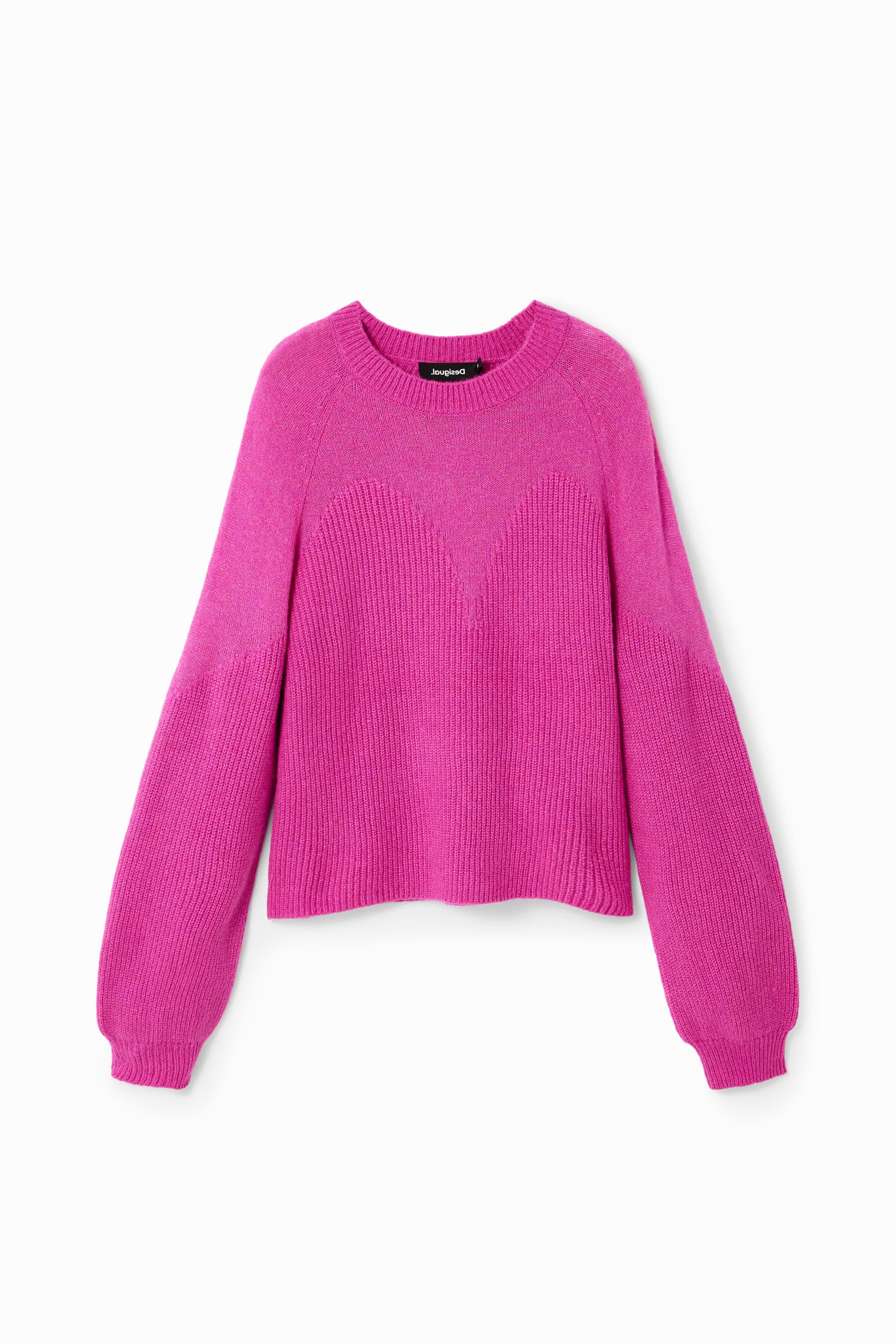 Desigual Maglione Donna Rosa a Collo Alto con Dettagli a Contrasto