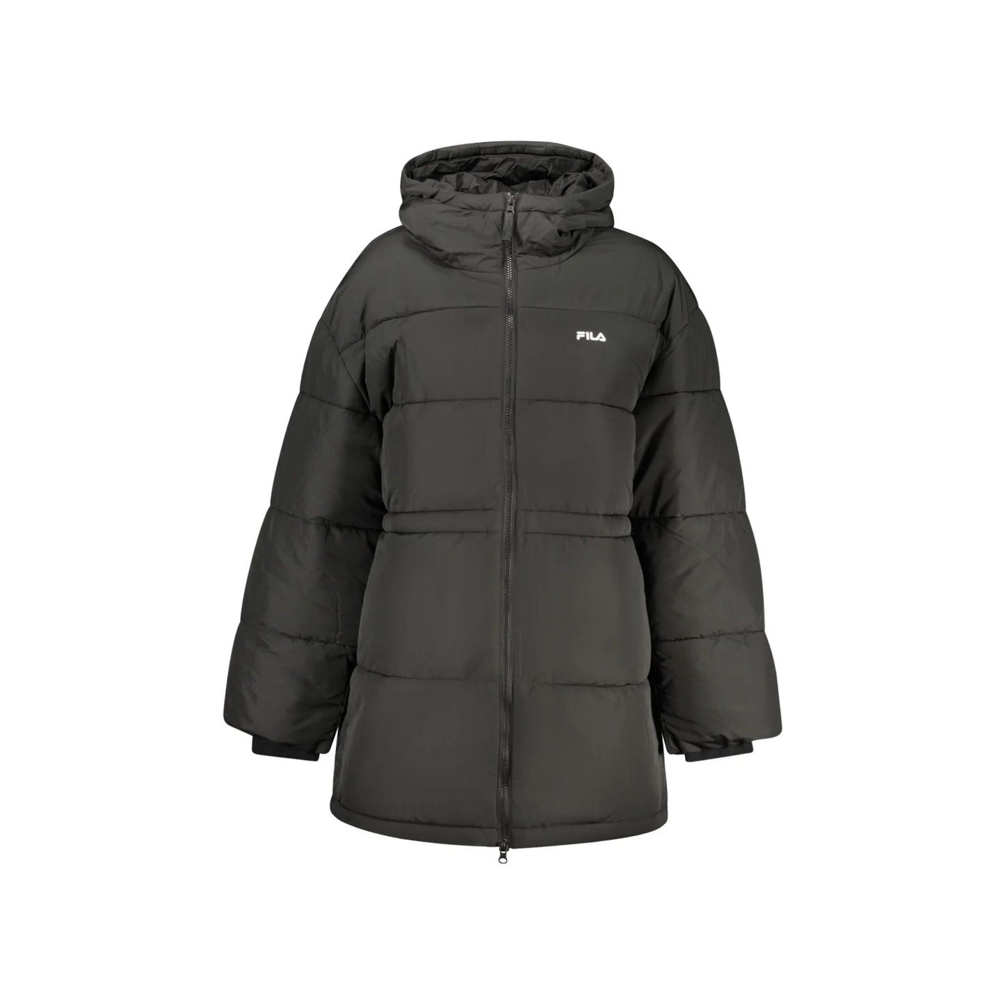 Fila Giubbotto Donna Nero Lungo con Cappuccio Water Repellent Logo Giubbotti e Giacche - foto prodotto