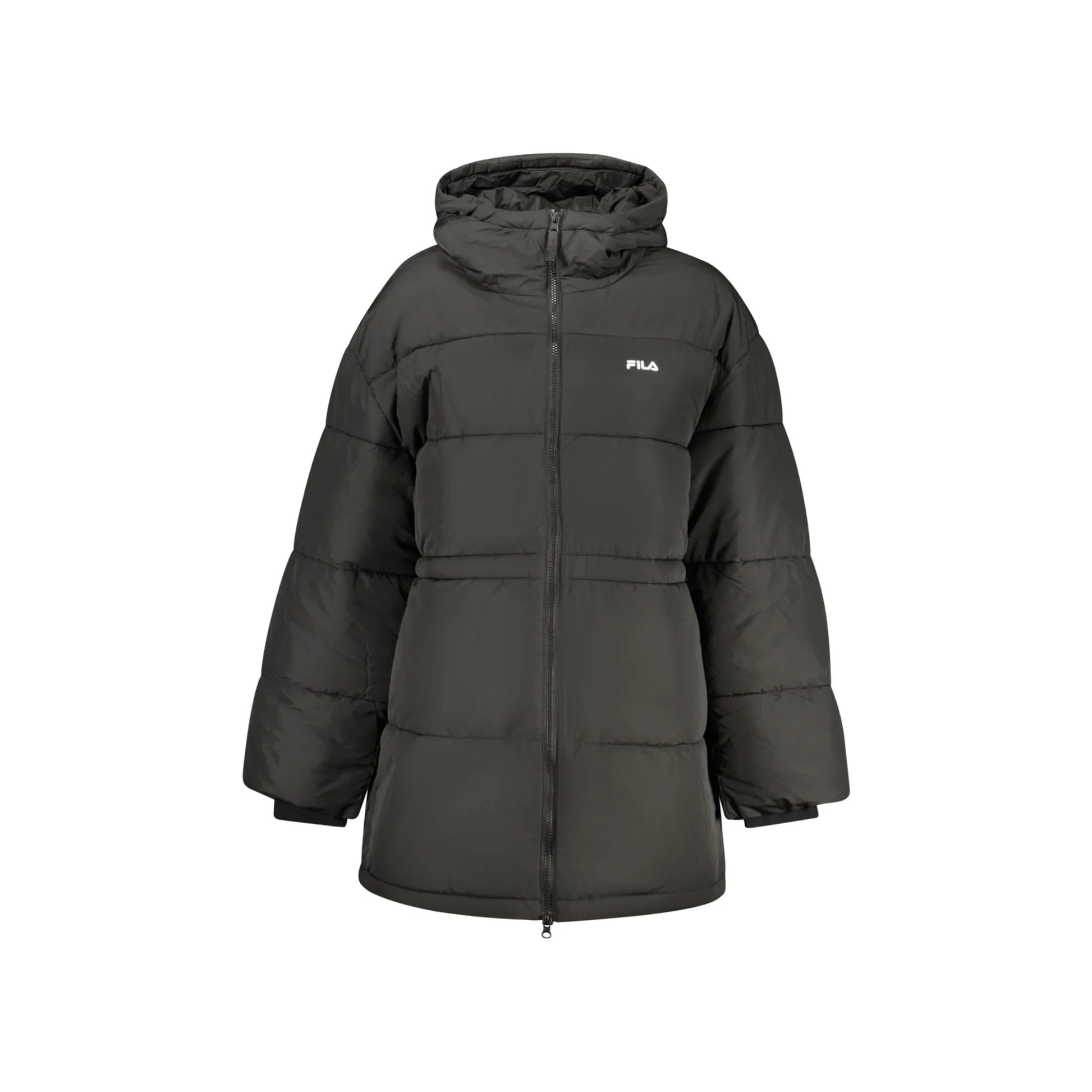 Fila Giubbotto Donna Nero Lungo con Cappuccio Water Repellent Logo Giubbotti e Giacche - foto prodotto