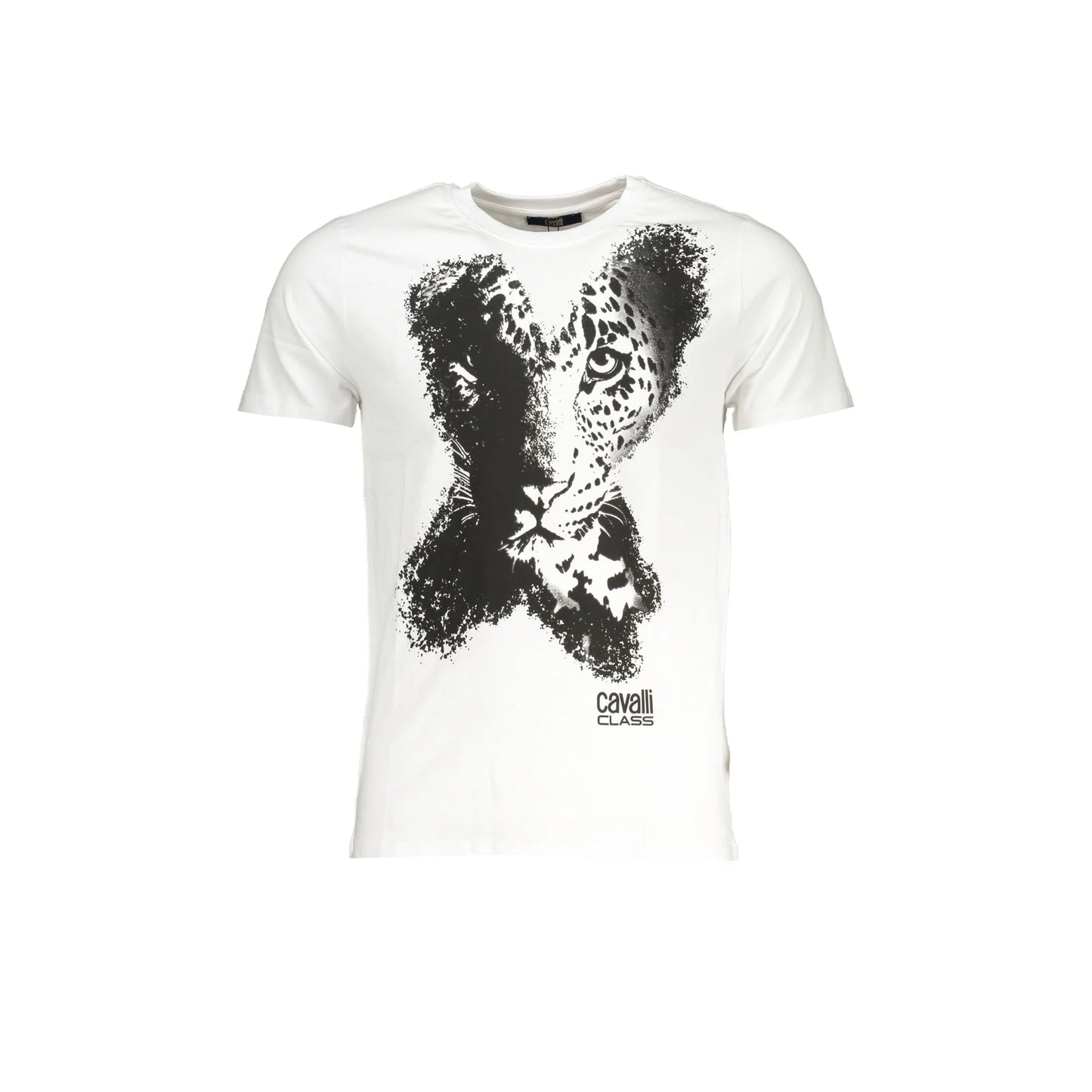 Cavalli Class T-Shirt Maniche Corte Uomo Bianca Stampa Logo Bianco - foto prodotto