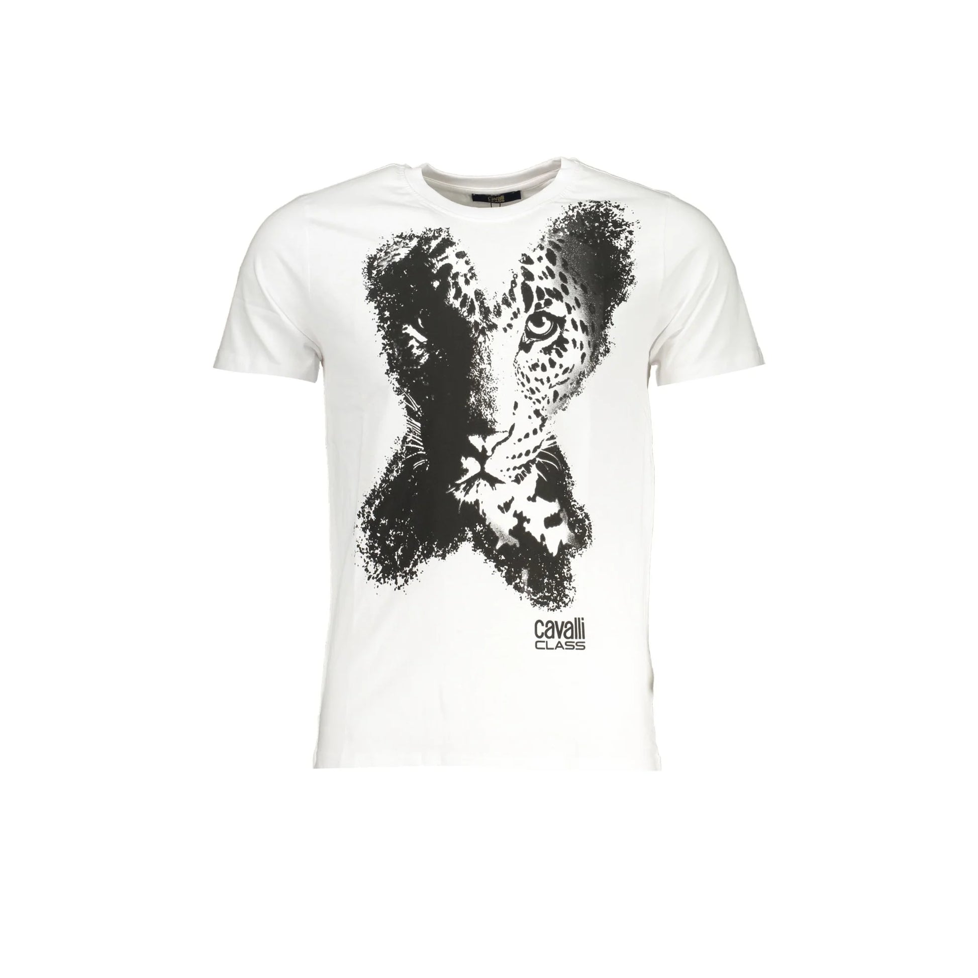 Cavalli Class T-Shirt Maniche Corte Uomo Bianca Stampa Logo Bianco - foto prodotto