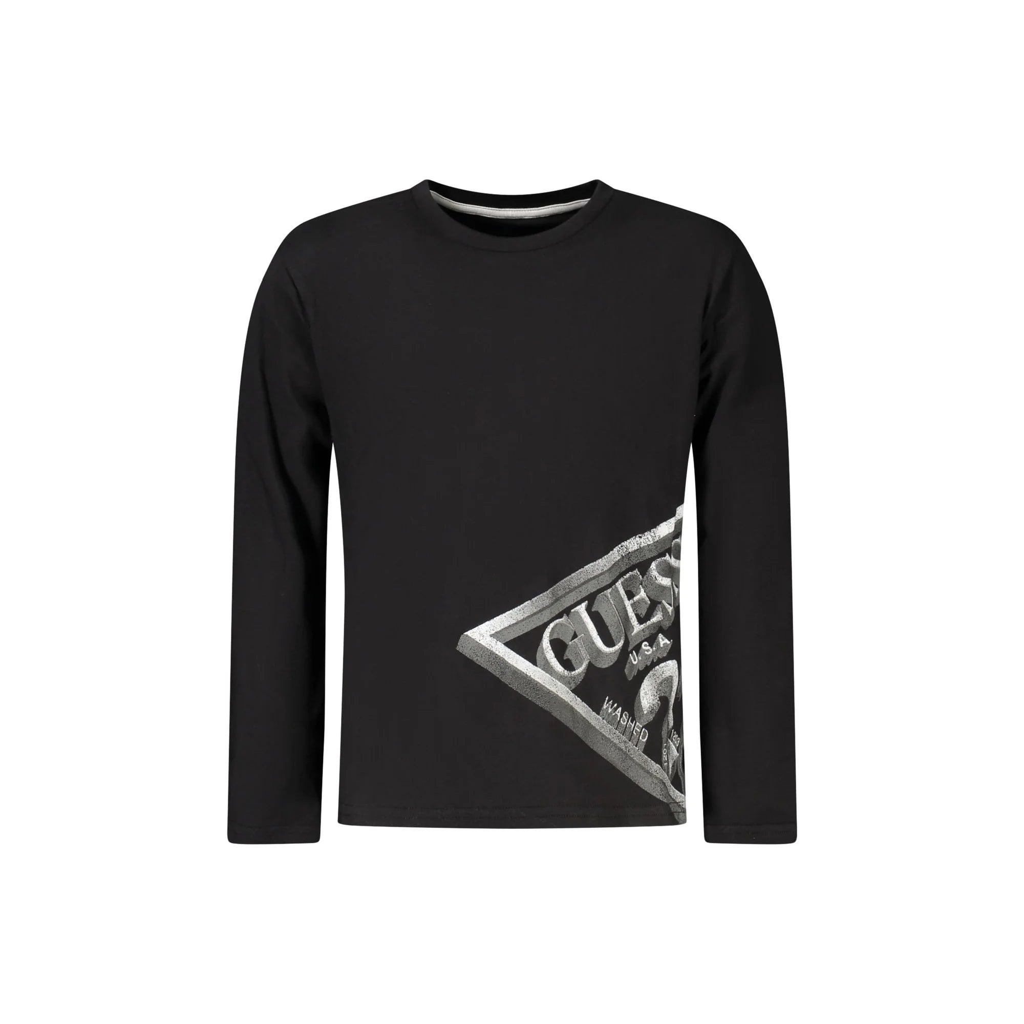GUESS JEANS T-SHIRT MANICHE LUNGHE BAMBINO NERO