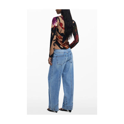 Desigual T-Shirt Maniche Lunghe Donna Marrone Logo - vista 2