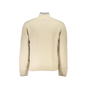 Napapijri Maglione Uomo Beige Mezza Zip Ricamo Maglie - vista 2
