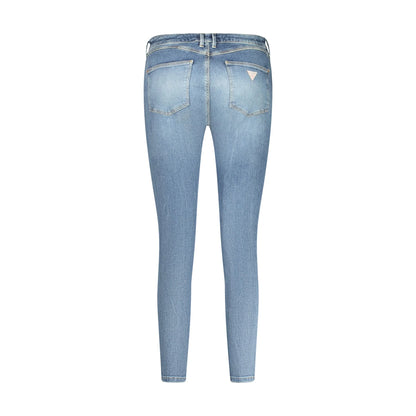 Guess Jeans Denim Donna Blu Effetto Slavato Logo - vista 2