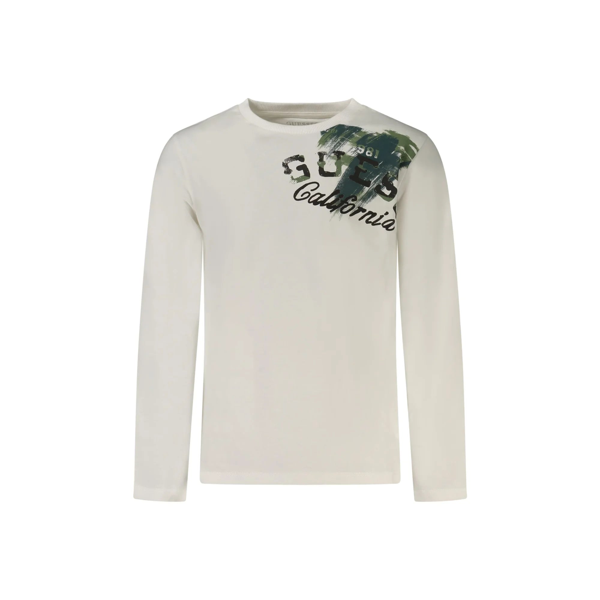 GUESS JEANS T-SHIRT MANICHE LUNGHE BAMBINO BIANCO