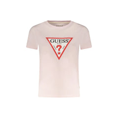Guess vaqueros camiseta de Manga Corta para Mujer Rosa con Estampado de Logo