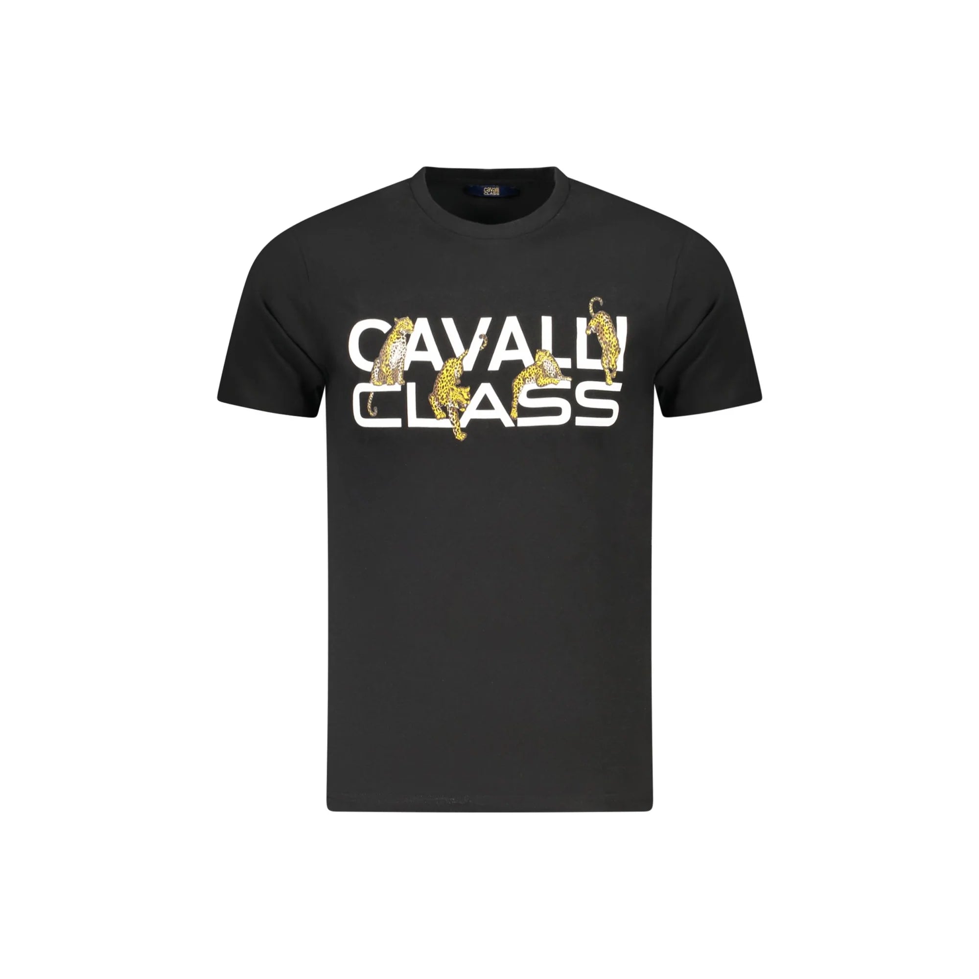 Cavalli Class T-Shirt Maniche Corte Uomo Nera Stampa Logo Nero - foto prodotto