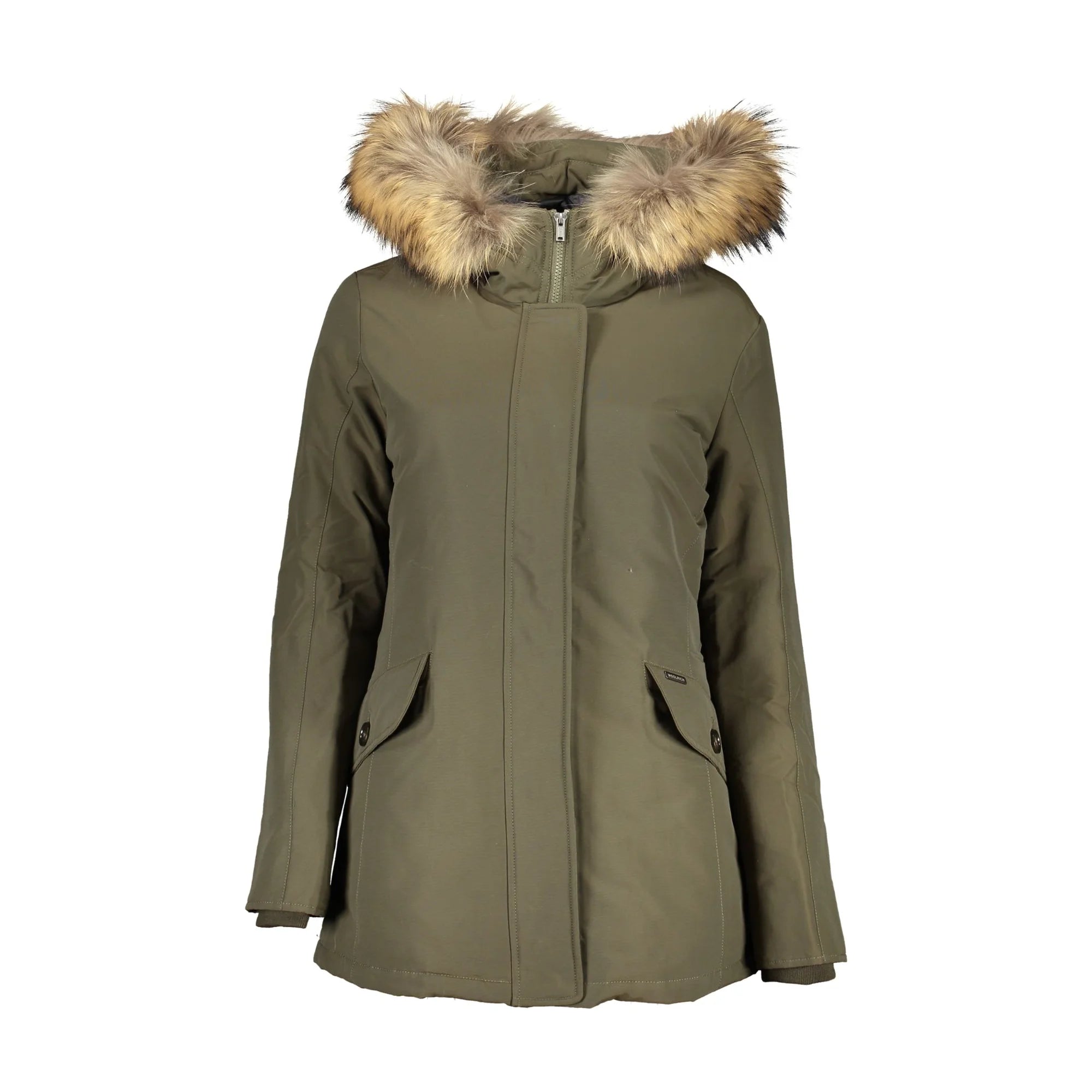 Woolrich Giubbotto Maniche Lunghe Donna Verde Cappuccio con Pelo Rimovibile Giubbotti e Giacche - foto prodotto