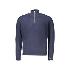 Pepe Jeans Maglia Uomo Blu Mezza Zip Maniche Lunghe Logo