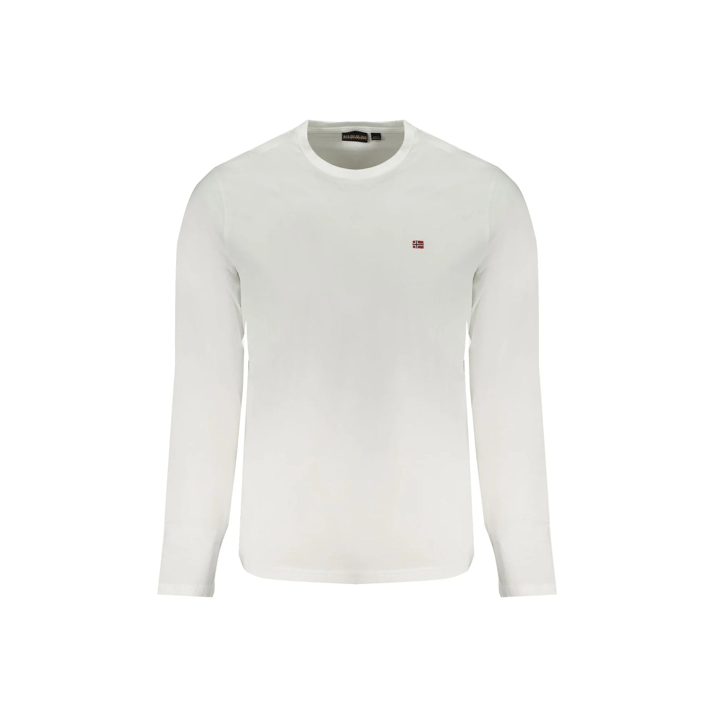 Napapijri T-Shirt Uomo Maniche Lunghe Girocollo Cotone Logo Ricamato Bianco - foto prodotto