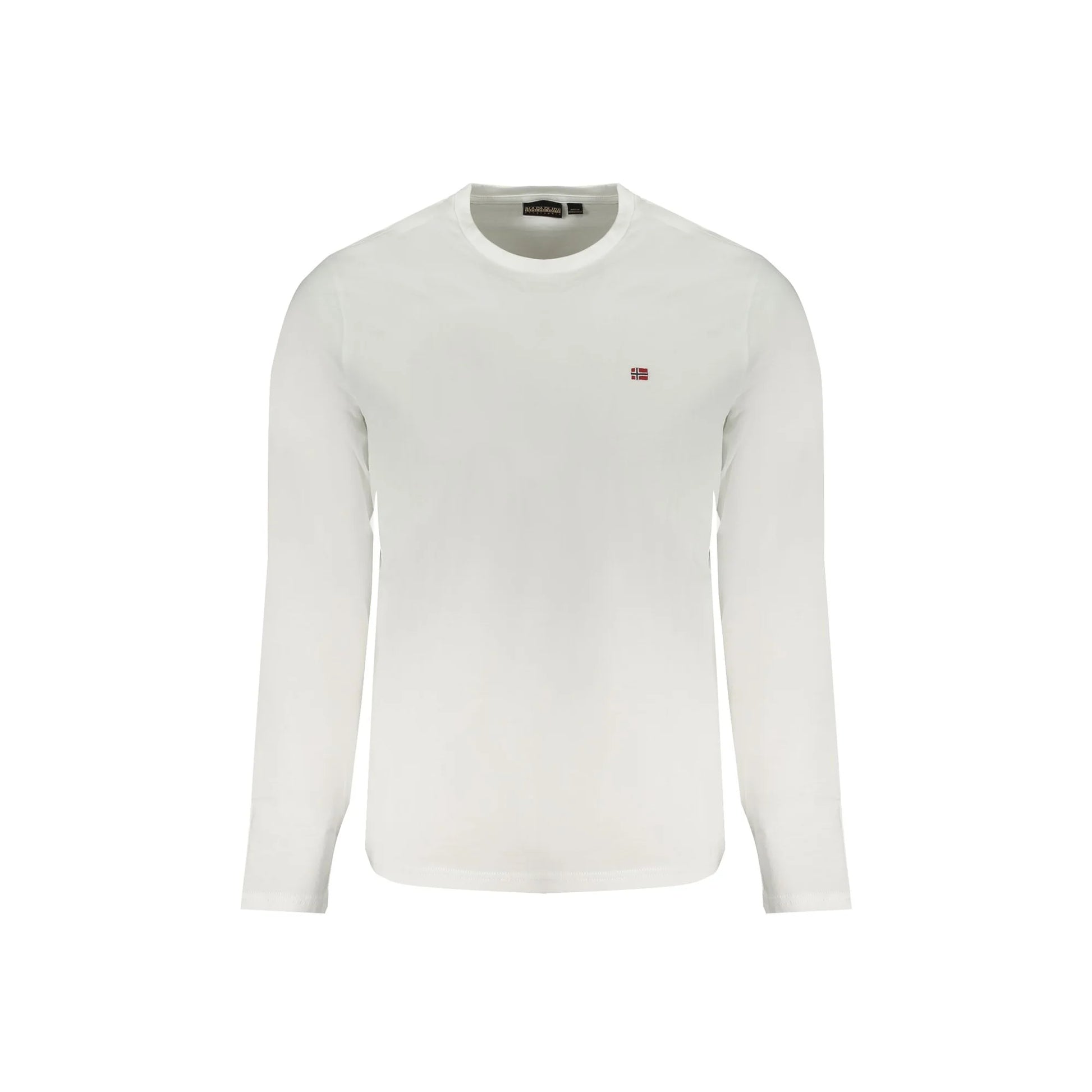 Napapijri T-Shirt Uomo Maniche Lunghe Girocollo Cotone Logo Ricamato Bianco - foto prodotto