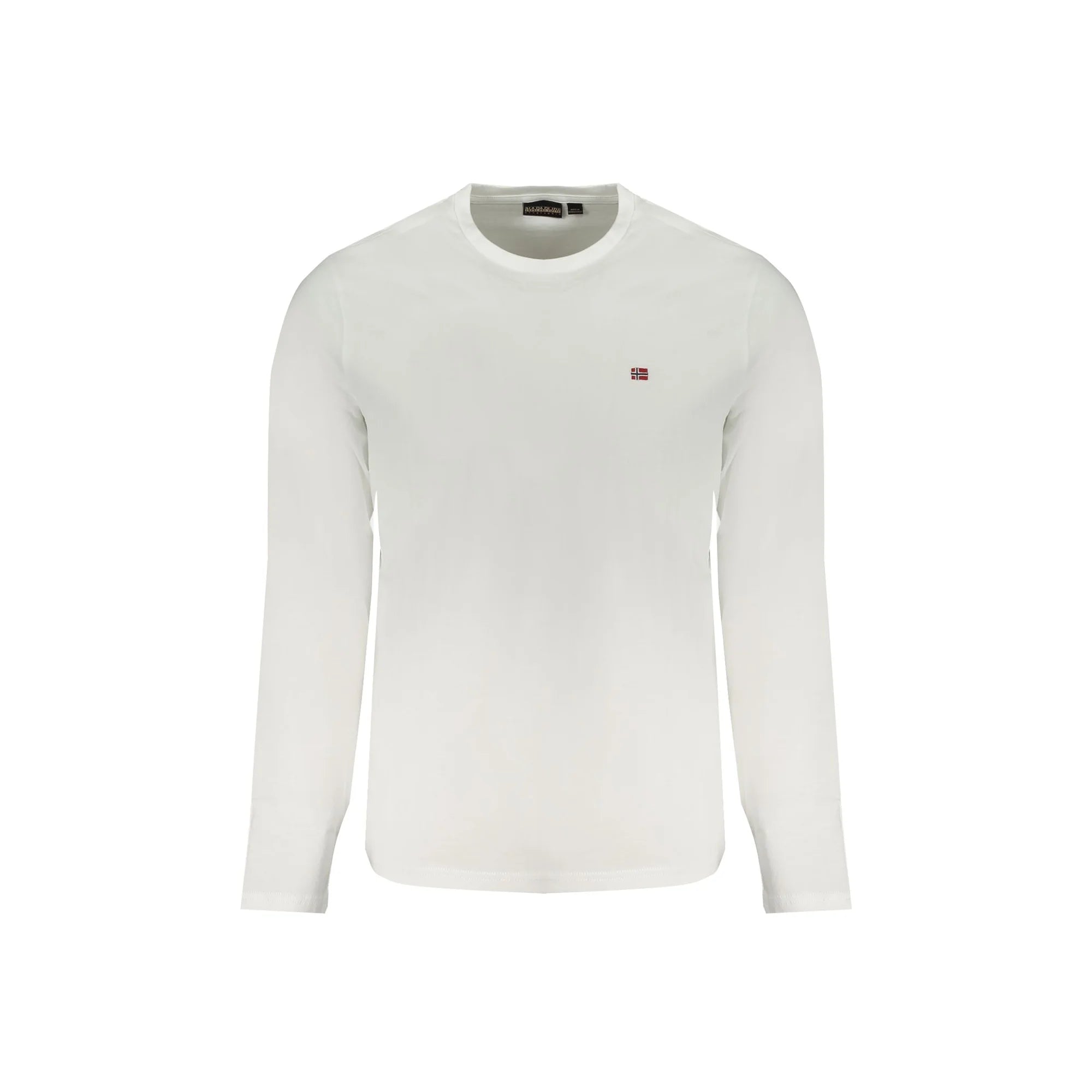 Napapijri T-Shirt Uomo Maniche Lunghe Girocollo Cotone Logo Ricamato Bianco - foto prodotto