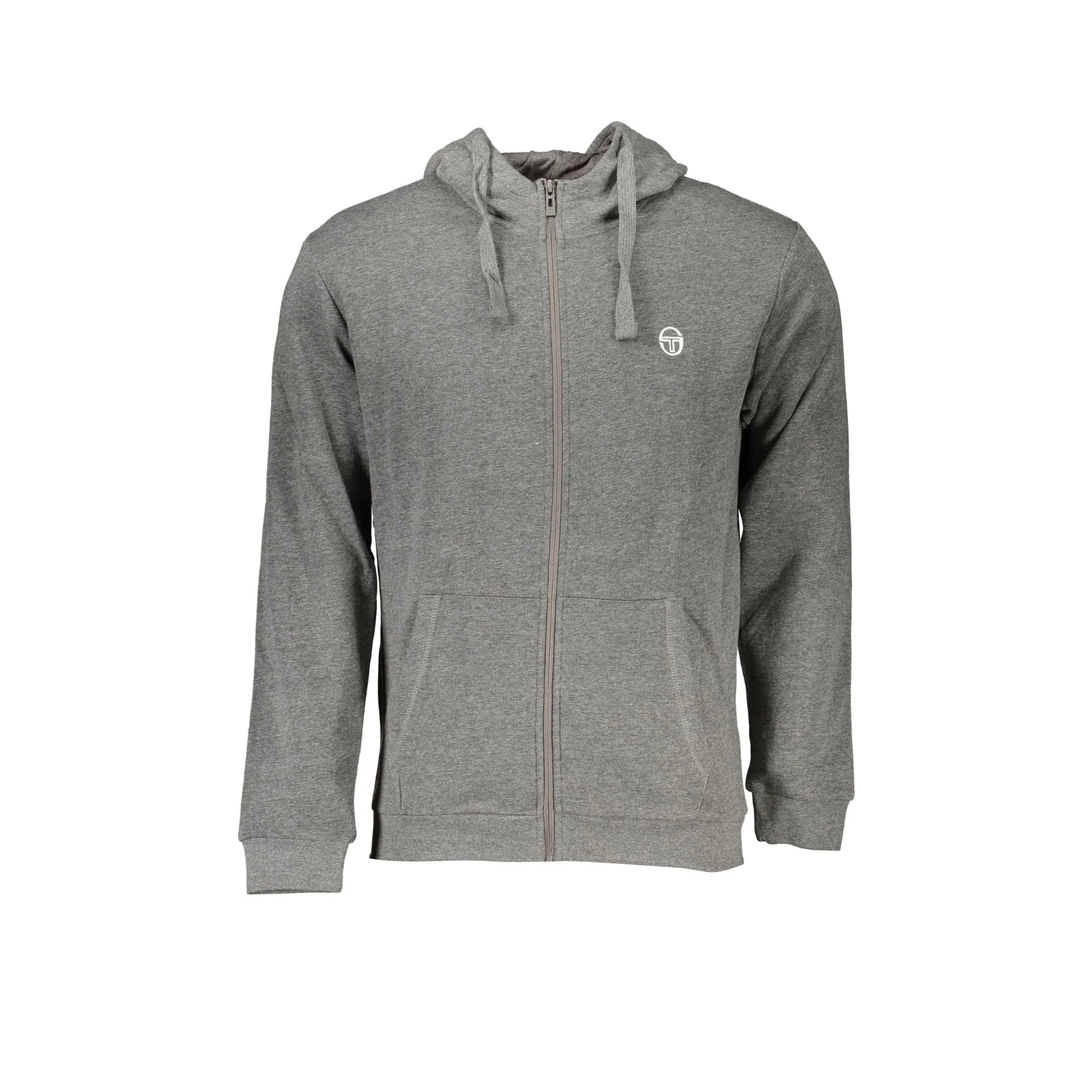 Sergio Tacchini Felpa Uomo Grigia Zip Cappuccio Felpata Logo Felpe Grigio - foto prodotto