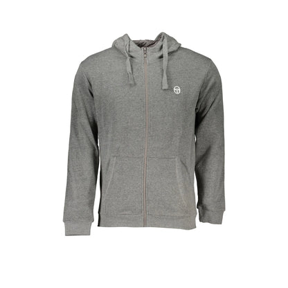 Sergio Tacchini Felpa Uomo Grigia Zip Cappuccio Felpata Logo Felpe Grigio - foto prodotto