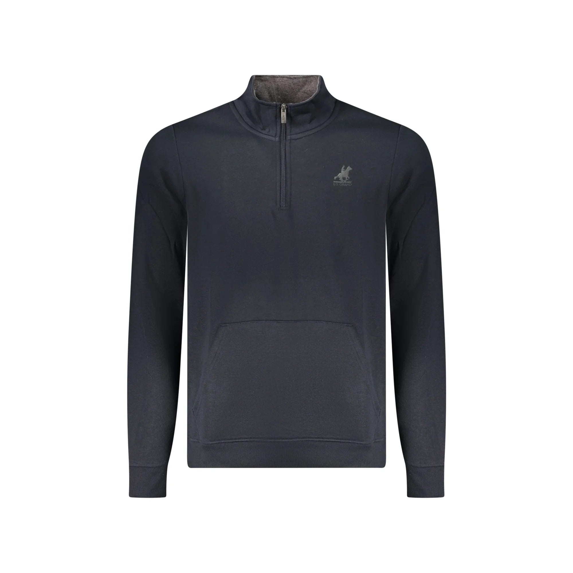 U.S. Grand Felpa Uomo Blu Mezza Zip Felpata Logo Felpe - foto prodotto