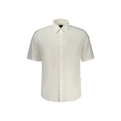 Boss Short Sleeve Shirt Men White Embroidery