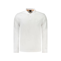Boss Polo Maniche Lunghe Uomo Bianca Ricamo Logo