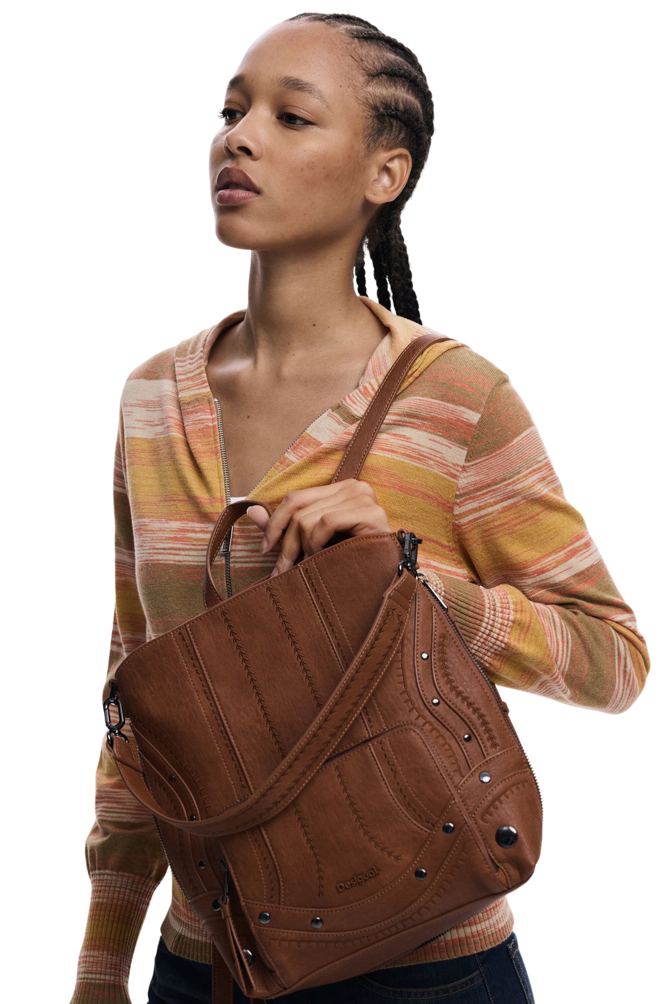 DESIGUAL Zaino Donna Marrone Embro Patch Pretoria Mini