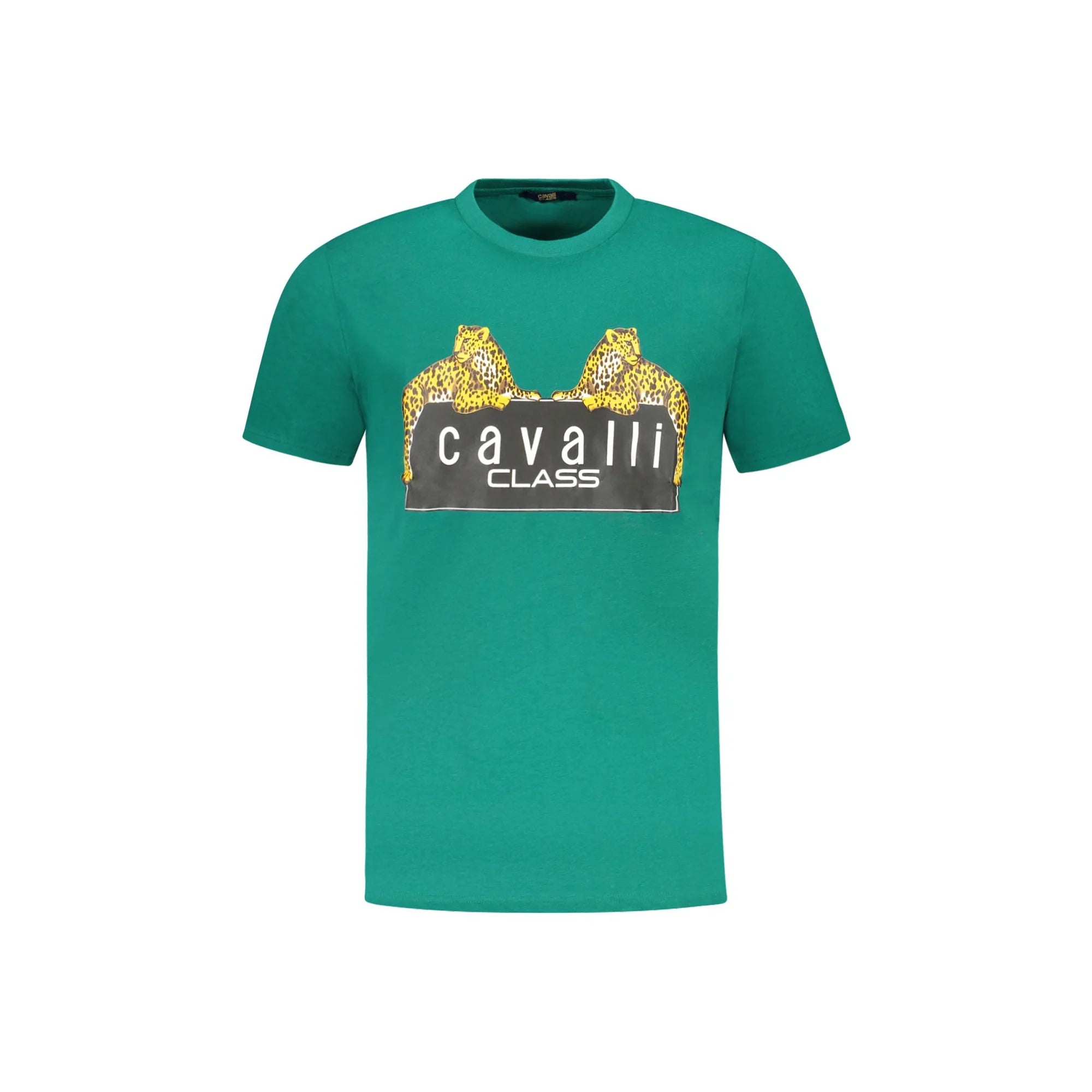 Cavalli Class T-Shirt Maniche Corte Uomo Verde Stampa Logo - foto prodotto
